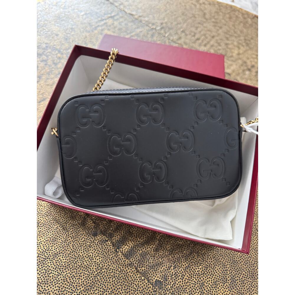 Gucci GG Super Mini Shoulder Bag Black Leather with Chain Strap Brand BNIB - Picture 9 of 11